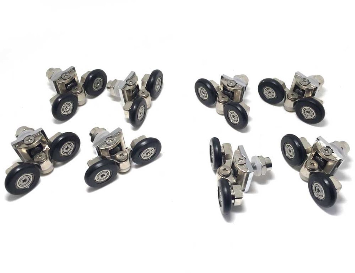 8 x douchedeurrollen voor enkele douchedeur/lopers/wielen/katrollen diameter 25 mm zinklegering vervangingsonderdelen