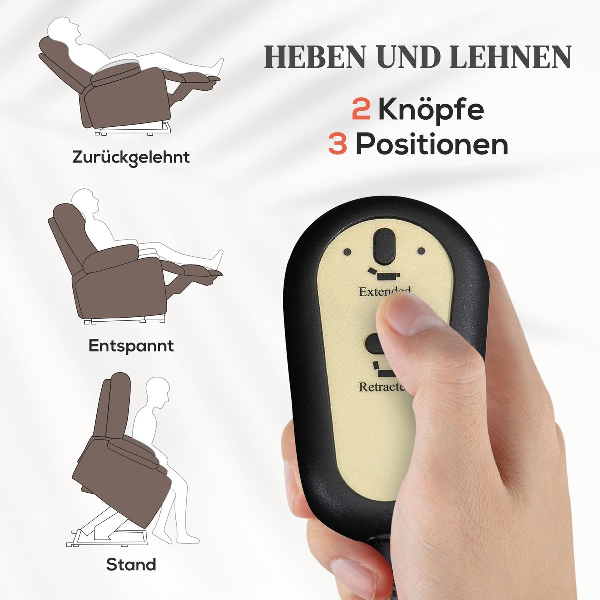 HAUSS SPOLE Relaxfauteuil Met Opsta Functie, Elektrisch Verstelbaar, Massagefunctie En Warmte, Voor Woonkamer En Ontspanning, Stof Bruin Brown