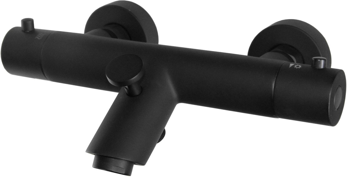 Thermostatische opbouw badkraan Sanitado Flack in mat zwart