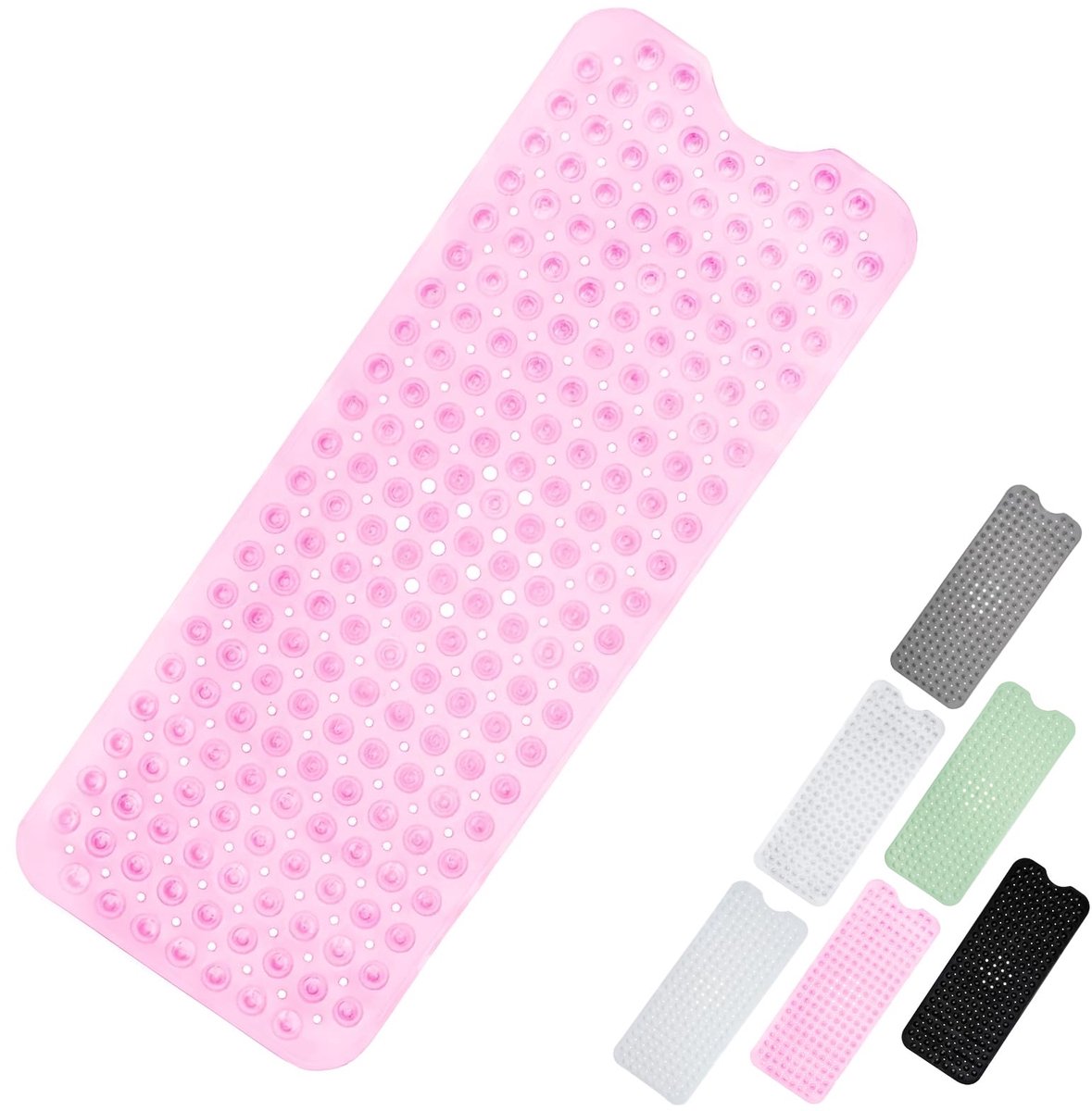 100 x 40 cm, extra lange douchemat anti-schimmel badmatten roze, antislip badmat voor bad, douchematten met zuignappen, afvoergaten, machinewasbare badkamer bad voor kinderen, ouderen