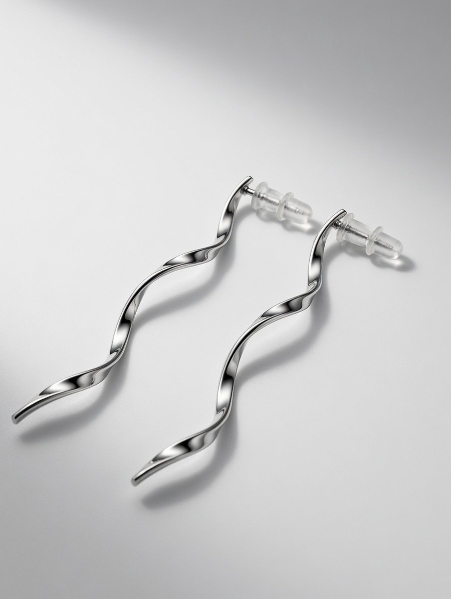 Zilverkleurige No-Fade Spiraal Hangende Oorbellen - Waterproof - 316L RVS