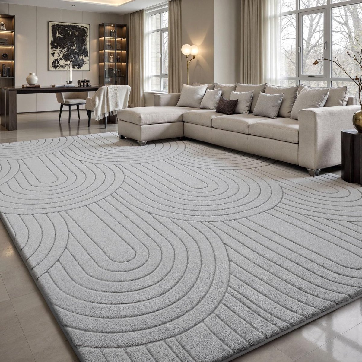 Lemon Vloerkleden voor de woonkamer, tapijten voor de slaapkamer, laagpolig tapijt met 3D-effect, machinewasbaar, antislip, wollig, ruig tapijt voor de kinderkamer