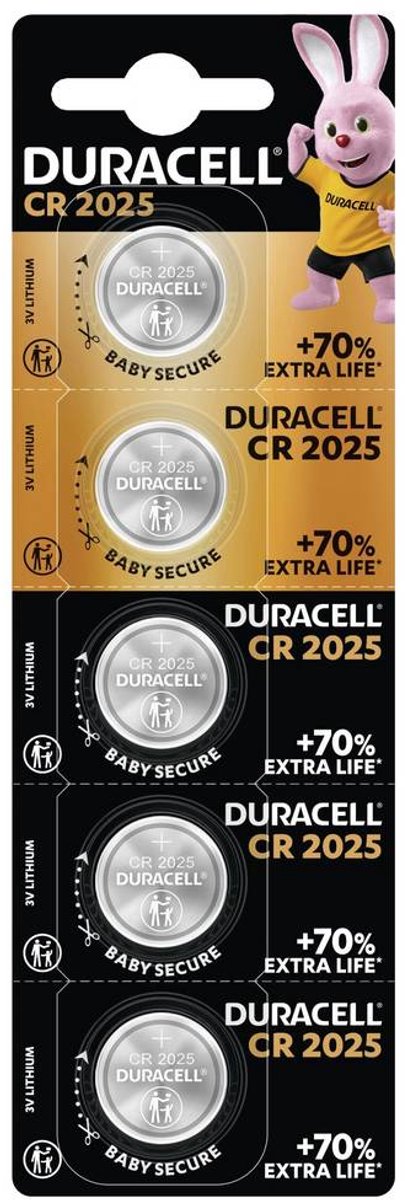 Duracell knoopcel lithium CR 2025 - 5 stuks