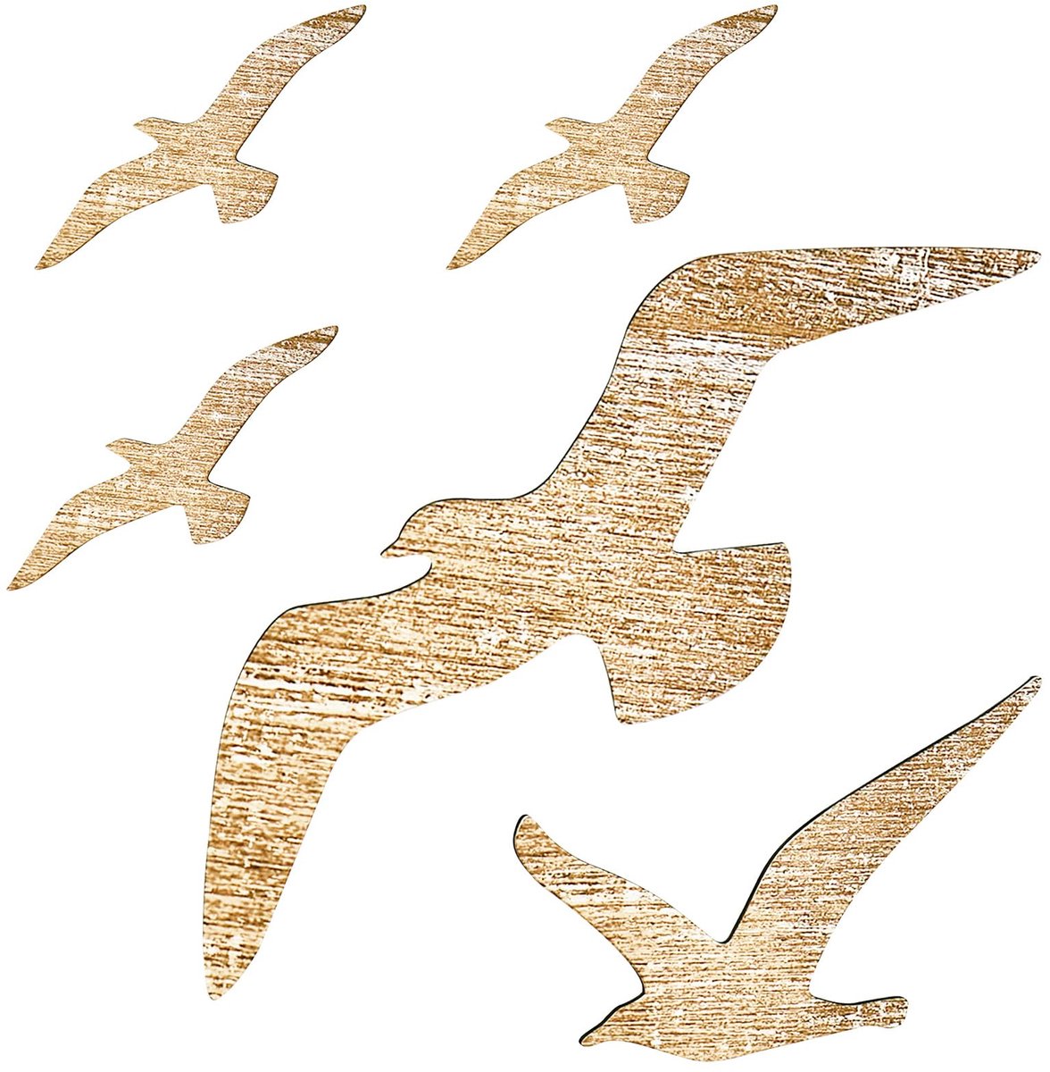 bssmmai Möwen Wanddecoratie, set van 5, maritieme houtlook, vogels, zeemeeuwen, wanddecoratie, maritieme decoratie voor woonkamer, slaapkamer, badkamer, hal, vakantiehuis, blauw (houtkleur)