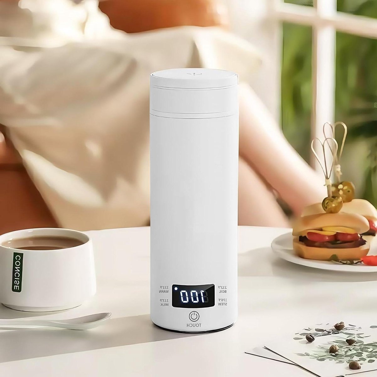Reiswaterkoker - Mini waterkoker - Warm Drankjes Maken - Intelligente Temperatuurregeling - 500 ml - Wit