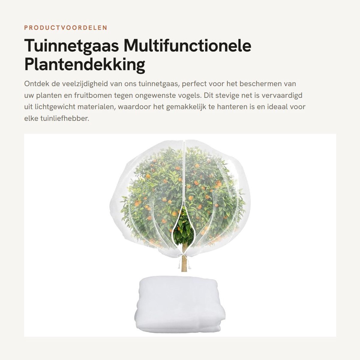 Dailygoods- Tuinnetgaas - Lichtgewicht en Duurzaam - Multifunctionele Plantendekking - Beschermend Fruitnet - Slagvast en Flexibel - 300 x 300 cm - Plantenbescherming