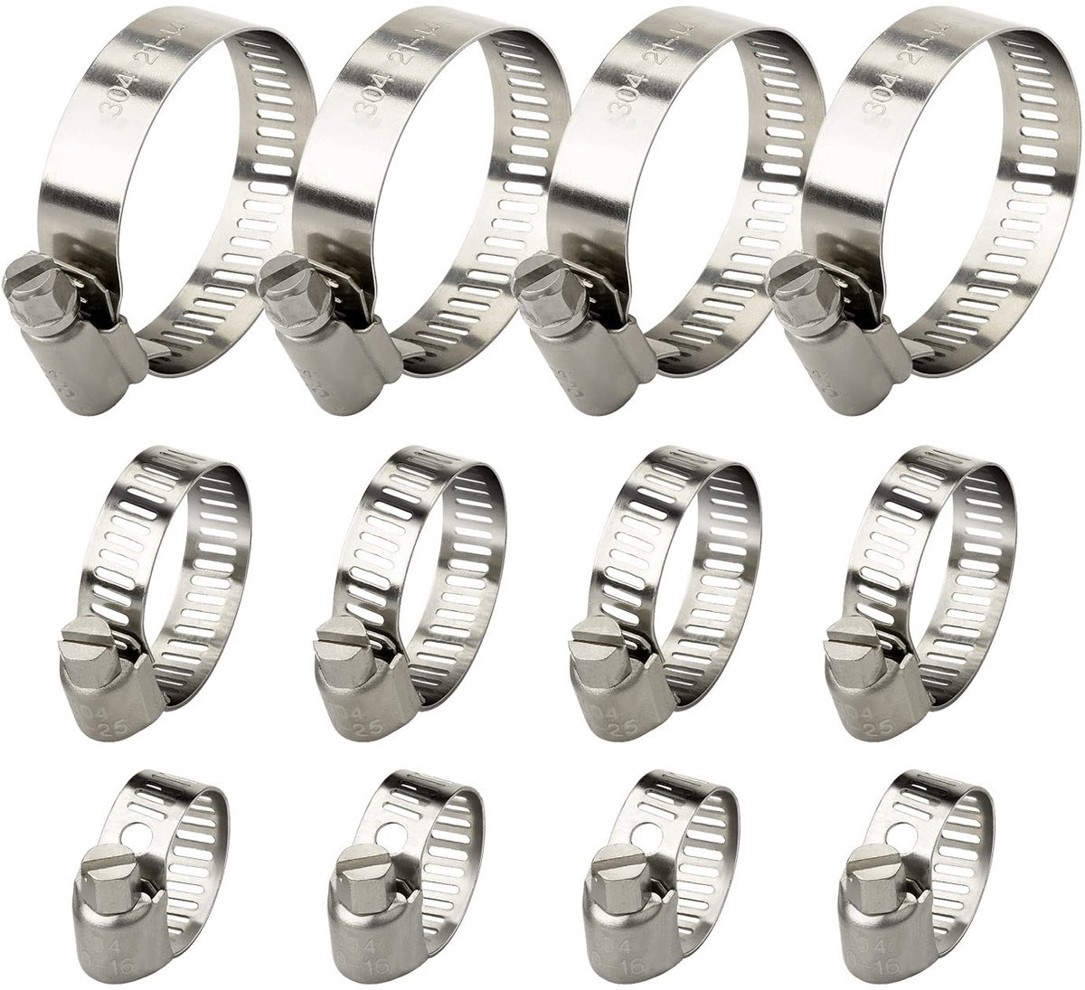 Dailygoods - Verstelbare Slangklemmen Worm Drive - 12 Pack
