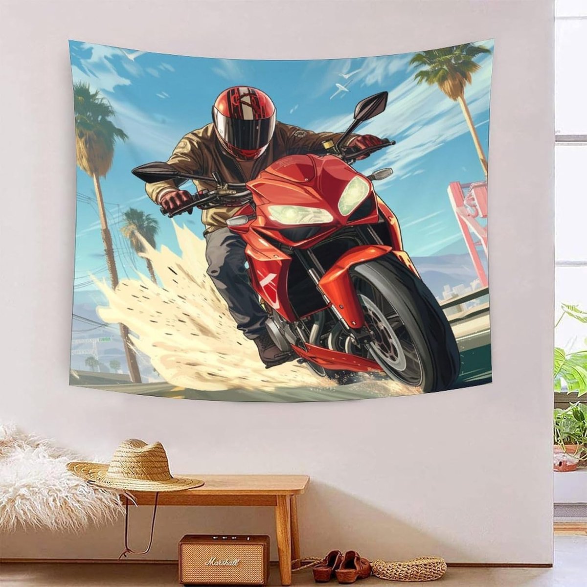 3D Cross-country motorfiets print muurdeken woondecoratie beddengoed poster muurkunst wandtapijt wandtapijt wandtapijt wandkleed zacht polyester voor unisex kinderen