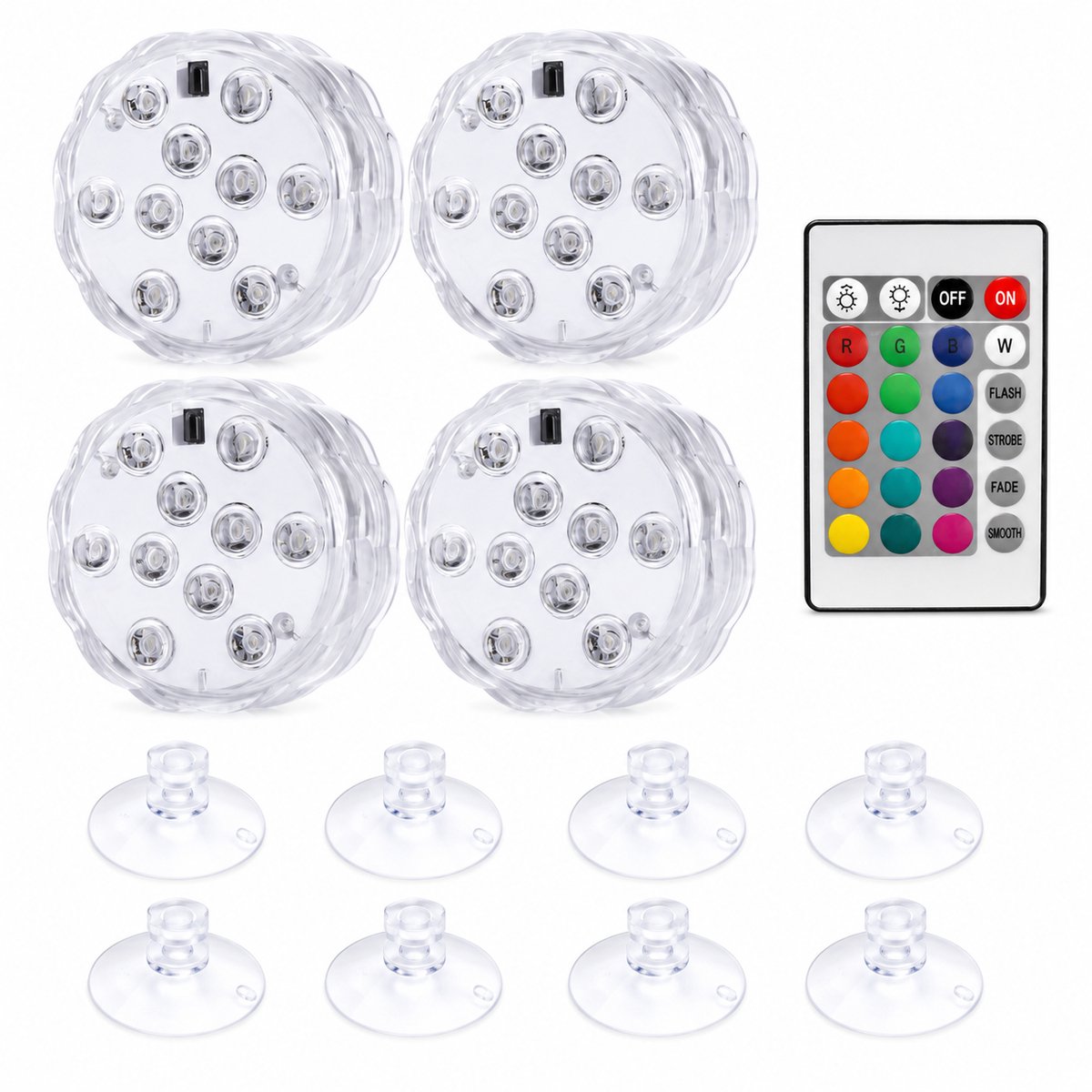 Home & Marker - LED Verlichting - Zwembad Verlichting - Onderwater Verlichting - Gekleurde Lampen - LED Lampen - 4 Stuks - 8 Zuignappen - SHEINAQUACUPS