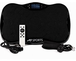 AJ-Sports Trilplaat - Trilplaat fitness - Powerplate - Inclusief weerstandsbanden en handvatten - 5 trainingsprogramma's - 99 snelheid niveaus - Met bluetooth muziek - Trainingsapparatuur voor uithoudingstraining - Zwart