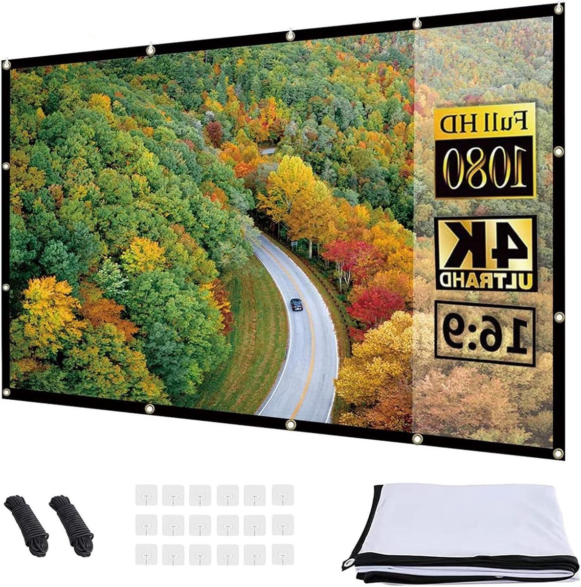 Projectiescherm - Beamerdoek Scherm - Thuisbioscoop Maken - Kreukvrij Polyester Materiaal - 100 Inch 16:9 - Wit