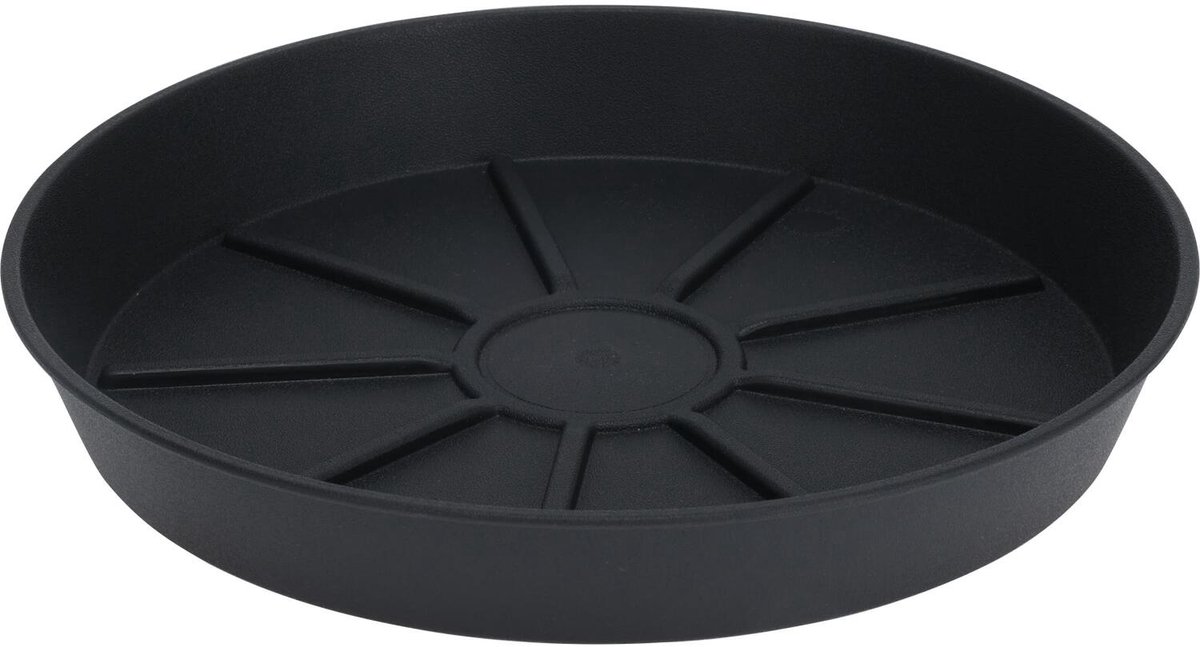 Pro Garden plantenpot onder schotel - opvang schaal - antraciet - dia 20 cm - Kunststof - rond - voor een bloempot met dia 22/25 cm
