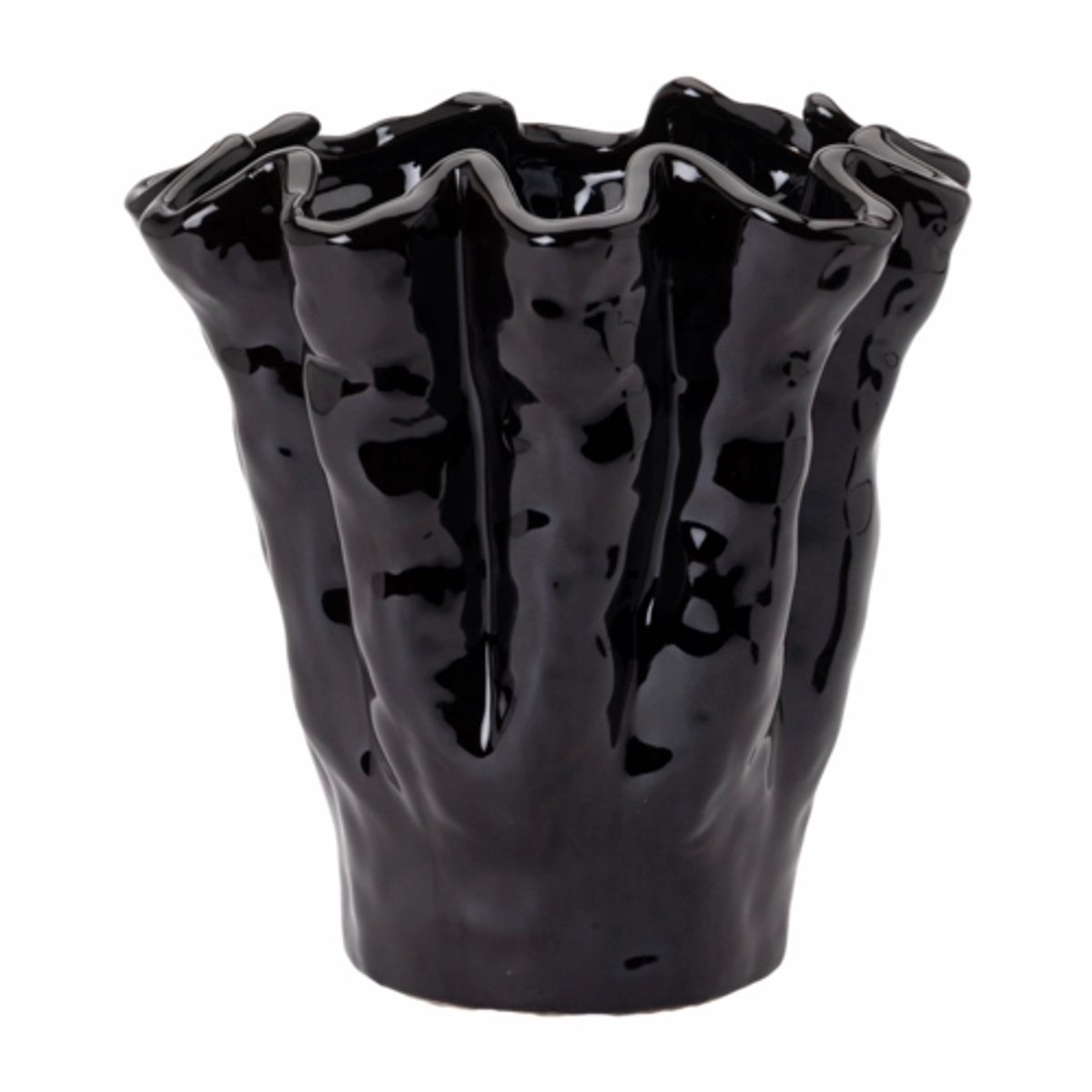 By fonQ Ceramic Vaas H27 cm - Black Zwart