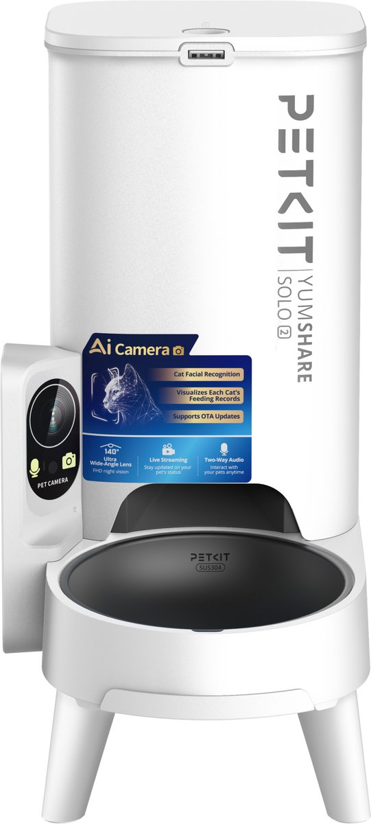PETKIT - Yumshare Solo 2 with Camera - Automatische voerbak voor kat en hond - 3 Liter - Wit - App bediening thumbnail 5