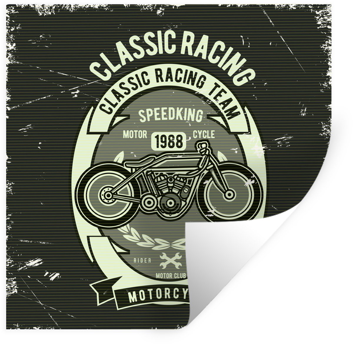 Muurstickers - Sticker Folie - Motorfiets - Race - Retro - Tekening - 100x100 cm - Plakfol