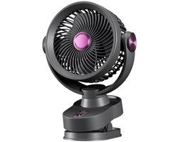 Ventilator - Oplaadbare ventilator - clip on ventilator - 2400mAh USB oplaadbare ventilator - 3 windsnelheden - LED-nachtlampje - Stille werking, geschikt voor bureaus, slaapkamers en kamperen - Grijs