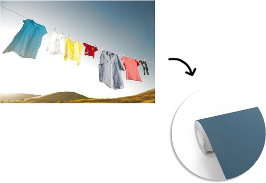 Papier peint Papier peint photo en vinyle - Vêtements femme sur corde à linge largeur 390 cm x hauteur 260 cm - Tirage photo sur papier peint (disponible en 7 tailles)