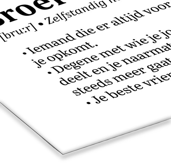 Cadre photo avec affiche - Dictionnaire - Définition de frère - Frère - Citations - Proverbes - 90x60 cm - Cadre pour affiche