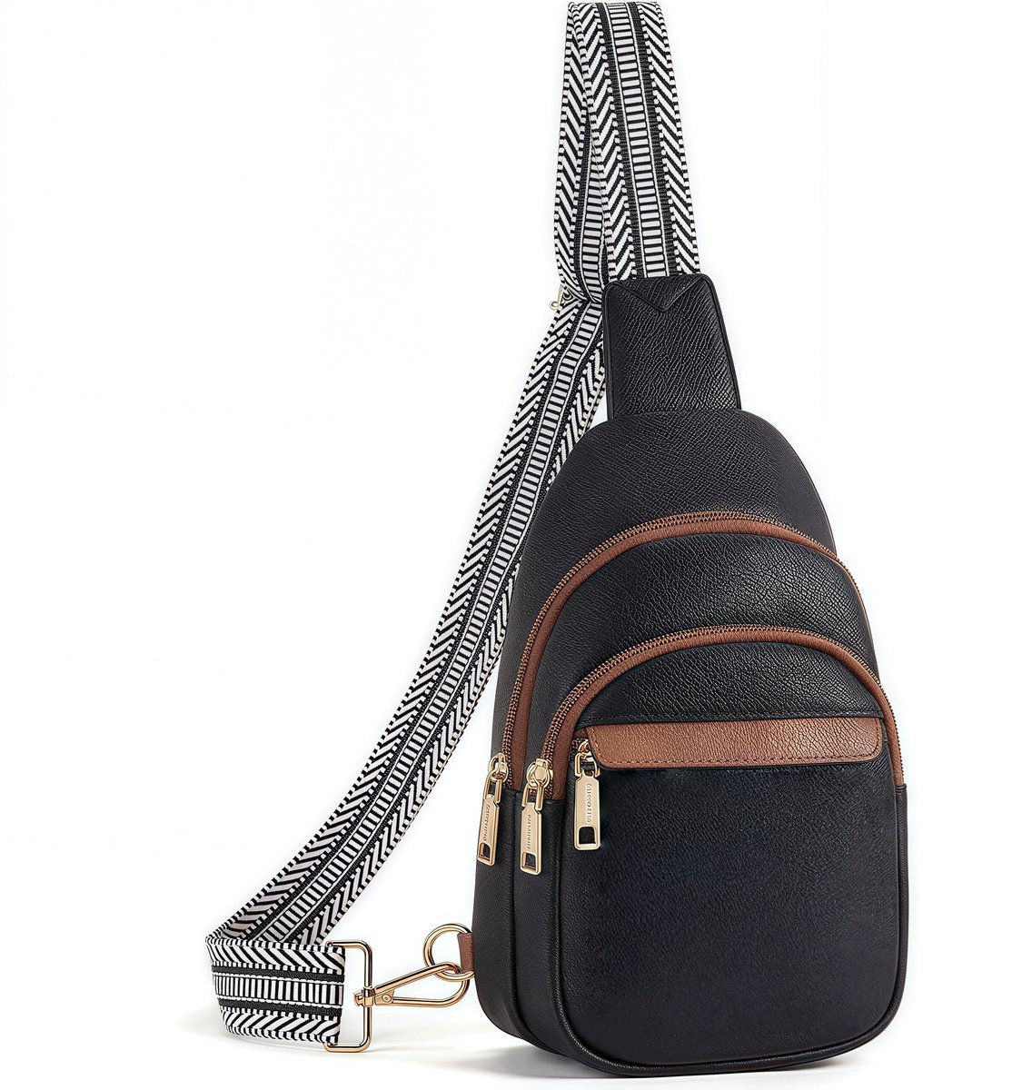 Dames Crossbody Tas PU Leer – Sling Bag Dames – Borsttas met RFID Kaartvakken – Schoudertas met Verstelbare Band – Waterafstotend – Zwart
