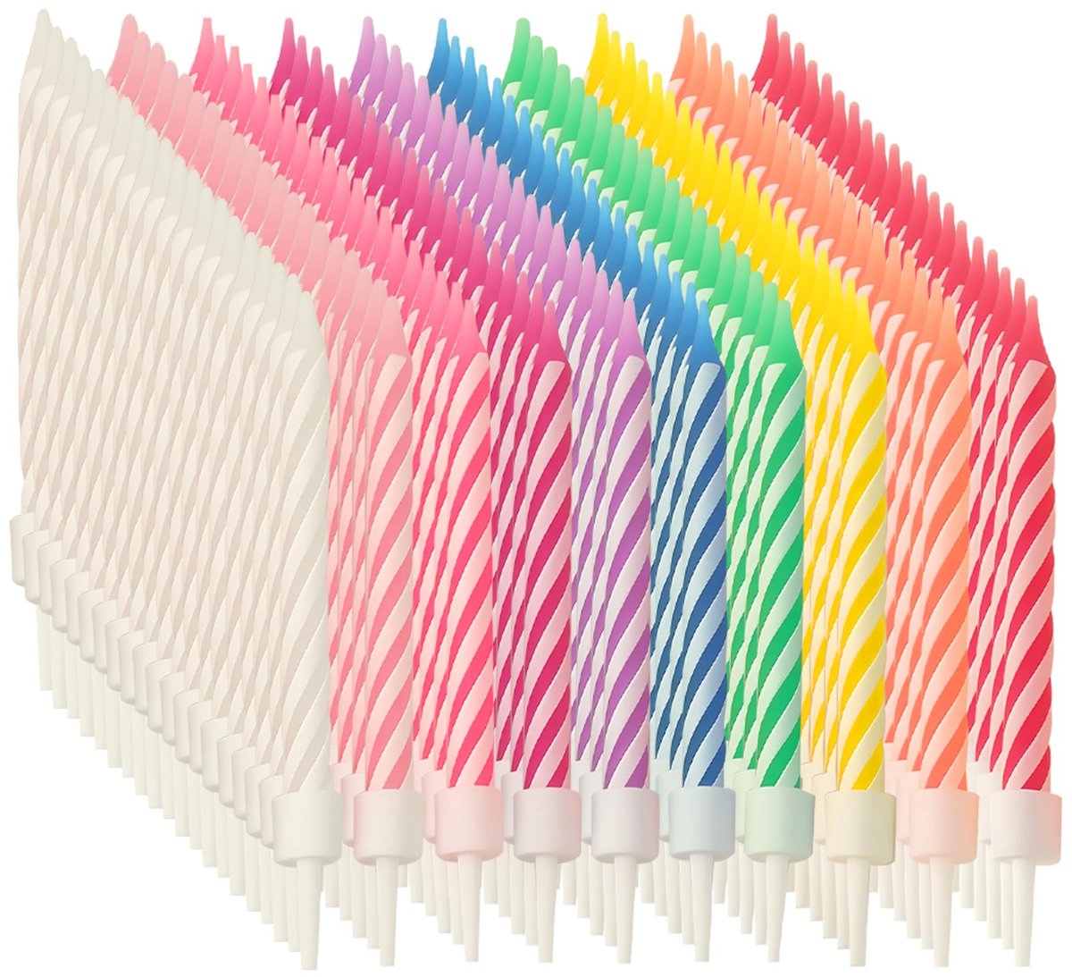 200 stuks verjaardagskaarsen: 10 kleuren spiraal taartkaarsen, korte verjaardagskaarsen voor verjaardag, bruiloft, feest, taartdecoraties, kleurrijke taartkaarsen met houder