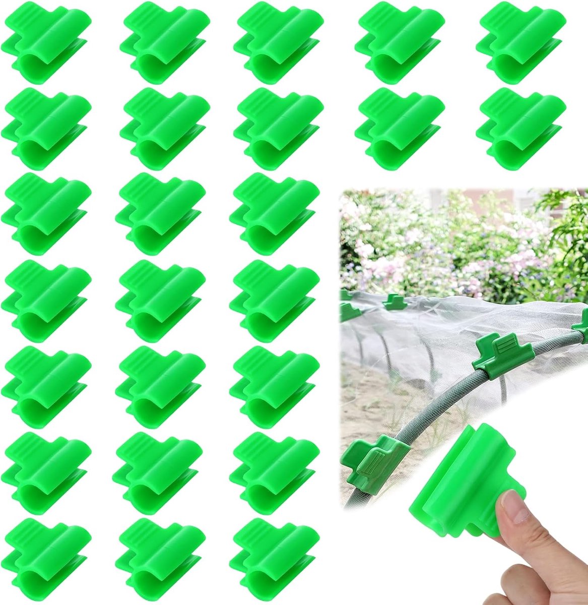 50 stuks broeikasfolie-clips, 16 mm kunststof broeikasklemmen, tuinaccessoires, plantenclips, tuinschaduwbuisclips voor plantenverlenging, vogelnet, tuinnetafdekking