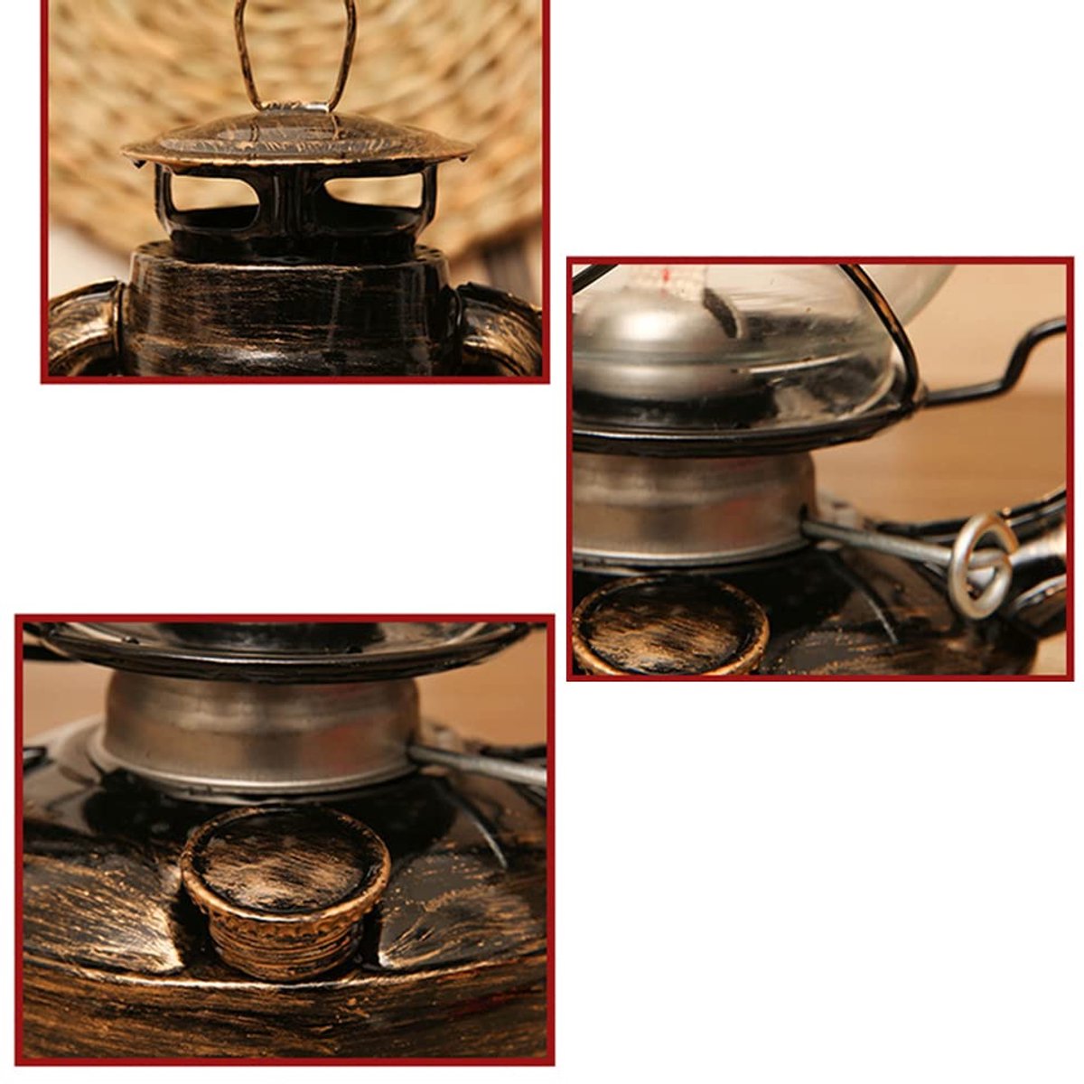 Lantaarn Lichten Olielamp Brandende Lantaarn Retro Kerosine Lampen Klassieke Olielamp Tafellantaarns voor Thuis, Tuin, Camping Citroenella - Brons