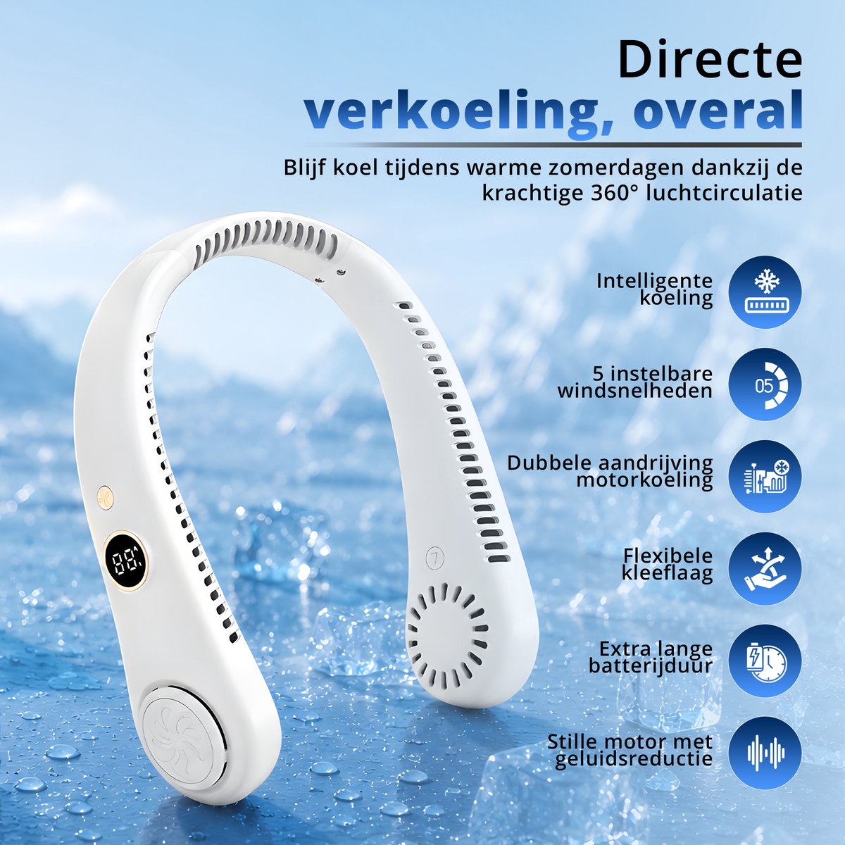 Draagbare Gezichtsventilator Nek Ventilator - Airco Gezichtsventilator & Handventilator - Portable Neck Fan — afbeelding 4