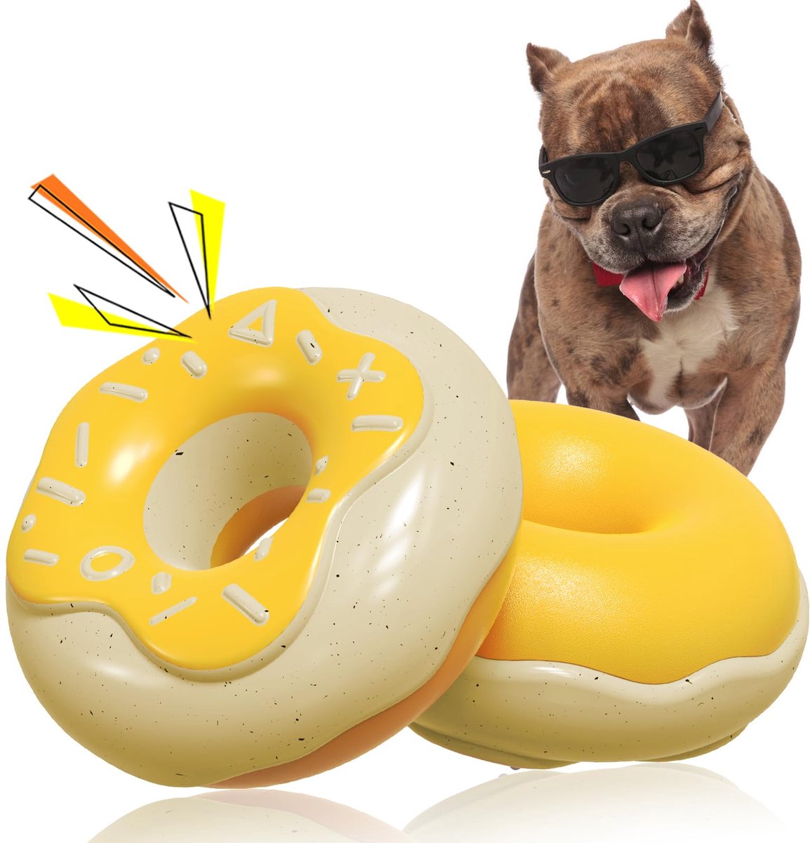 Donut hondenspeelgoed voor agressieve kauwers, donutvormig hondenkauwspeelgoed met een romig aroma, voor agressieve kauwers van middelgroot groot ras, speelgoed voor binnen en buiten voor