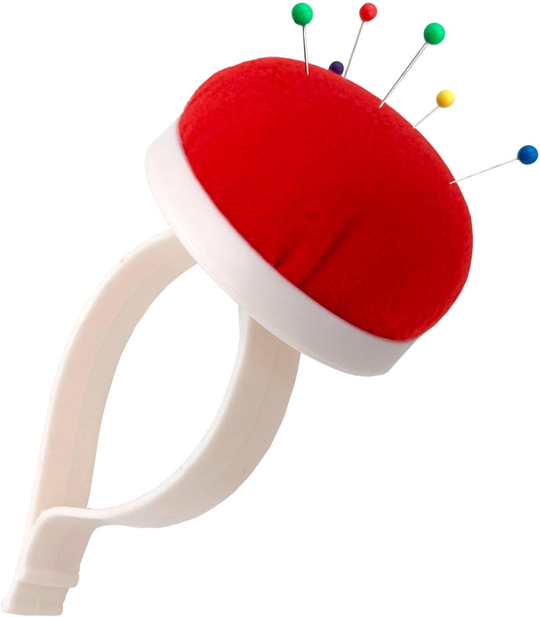 Naaldkussen voor pols [rood] naaldkussen voor arm met gewatteerde kunststof armband - kussen voor naalden, katoen, draagbaar, voor naaiwerk, handwerk, doe-het-zelf