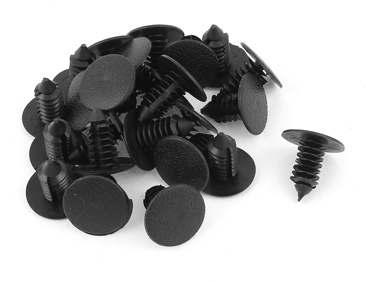 sourcingmap 24 Stks Zwart klinknagels Fender Bumper Push Clips voor 9mm gat Dia