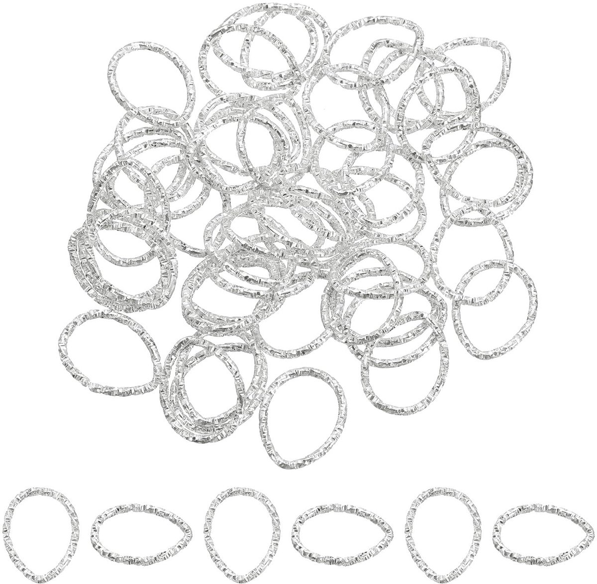 Springringen, 14 mm gevlochten druppelvormconnectoren voor het maken van sieraden, halskettingen, armbanden, knutselwerk, zilver