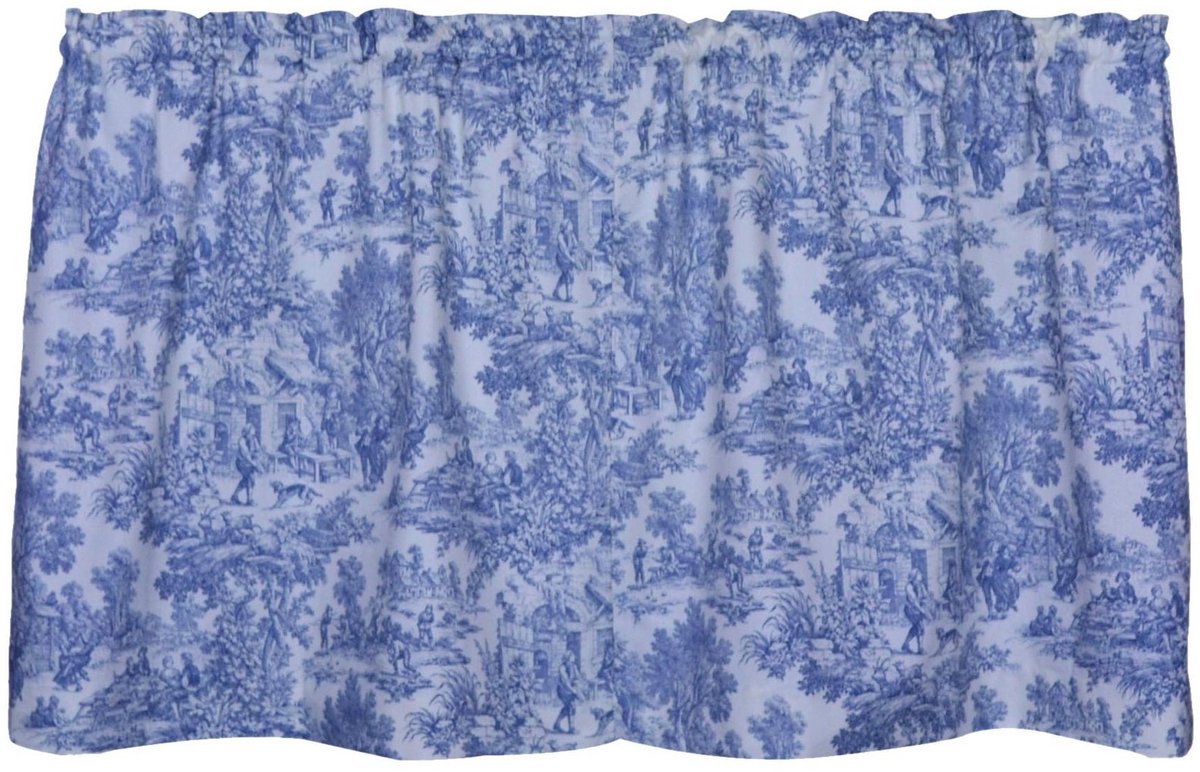 Park Toile 165 cm bij 64 inch op maat gemaakte gordijnen, blauw