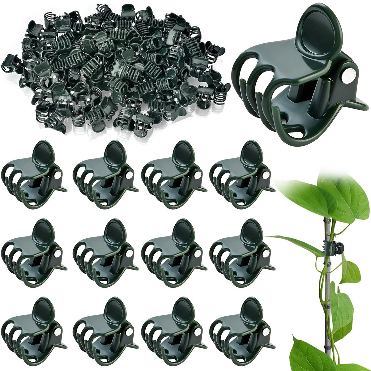 Plantenclips, orchideeënklemmen, 100 stuks, plantenclips voor klimplanten, kunststof plantenclips, bloemklemmen, orchideeënclip ter ondersteuning van stelen, wijnstokken, stengels