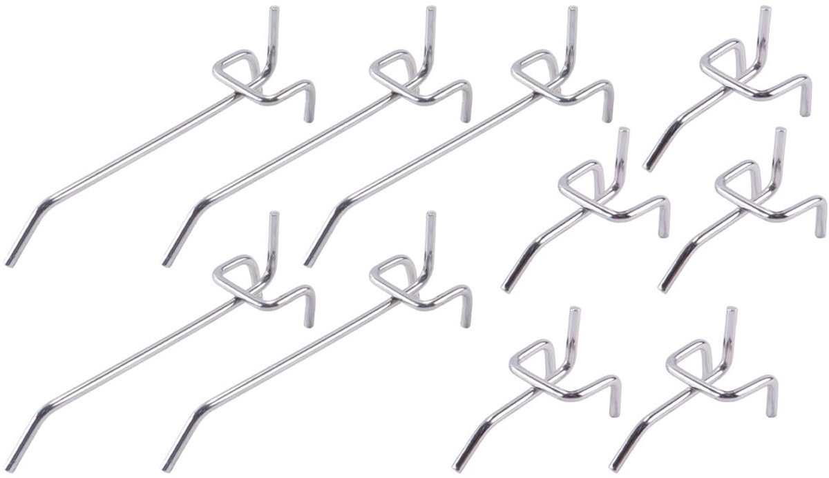 10 stuks geperforeerde wandhaken, geperforeerde plaathaken, voor Pegboard Wall Store Garage Workshop Organizer (lengte 10 cm, 5 cm)