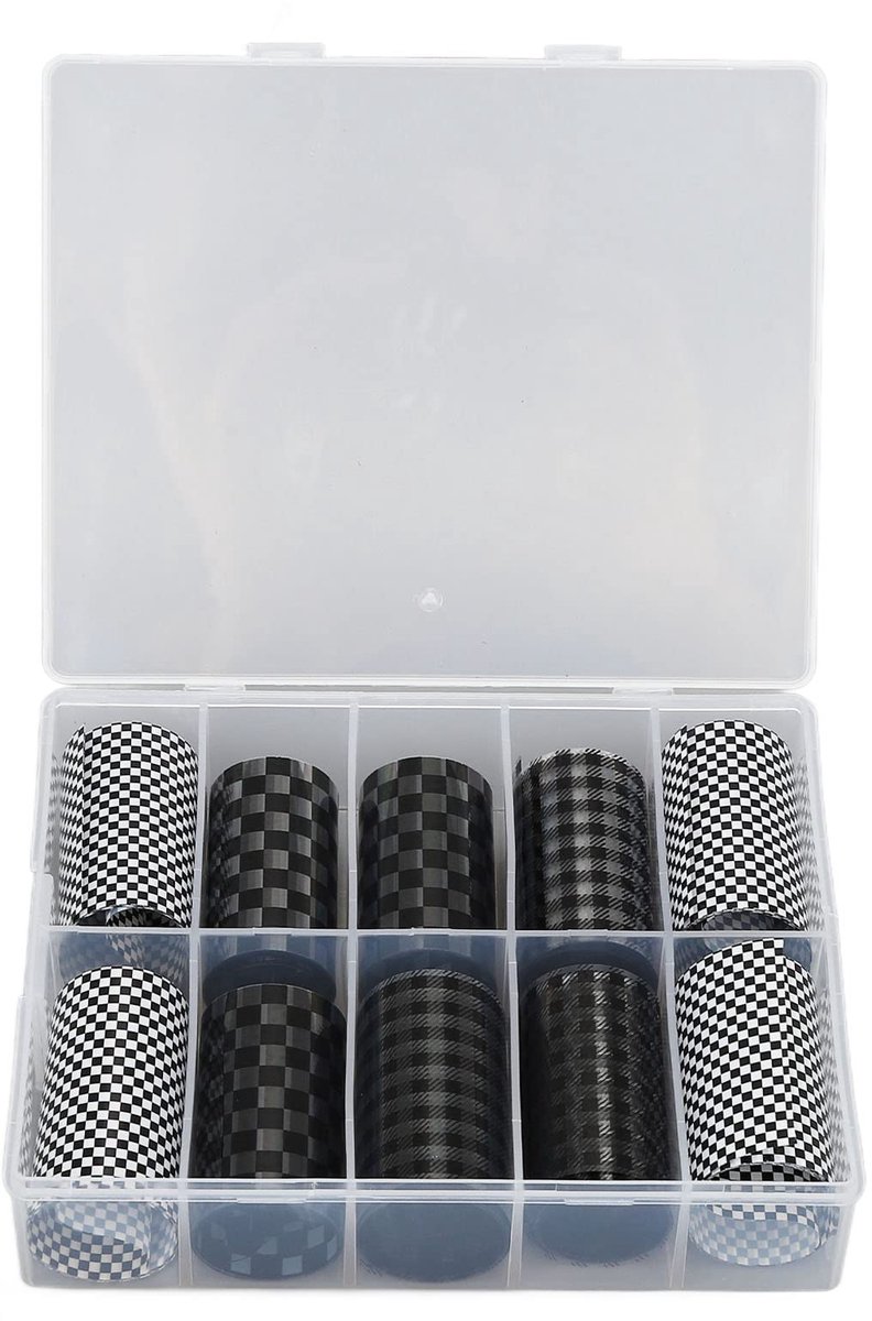 1 Doos DIY Nail Art Stickers Decals, Eenvoudige Zwart Wit Plaid Nail Art Sticker voor Thuis en Nagelsalon