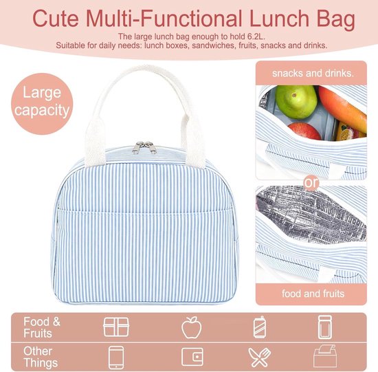 Lunchtas voor Dames en Kinderen - Isolerende Lunchtas voor Warm en Koud Eten - Compacte Handtas voor School en Werk - Schattig en Praktisch - Black — afbeelding 3