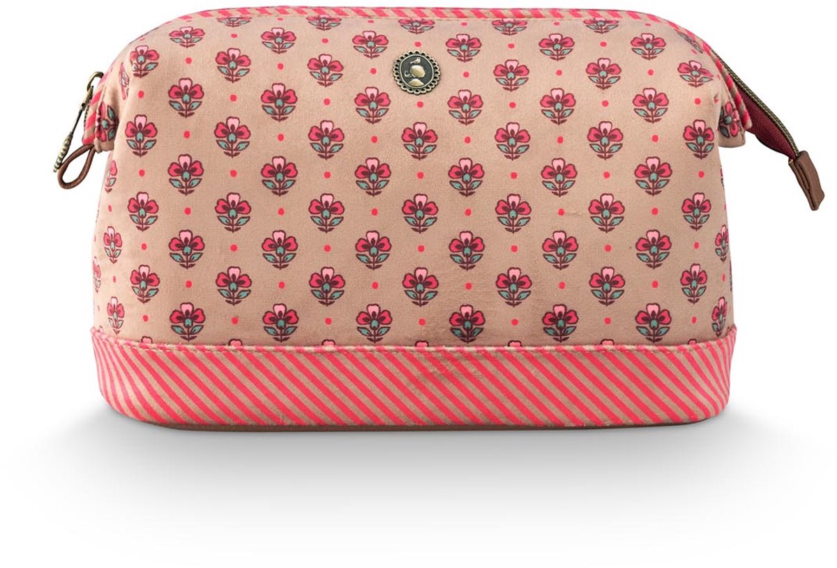 Pip Studio - Make-up Tas - Cooper Large Jaipur Flower - Zand-Roze - 26x12x18cm