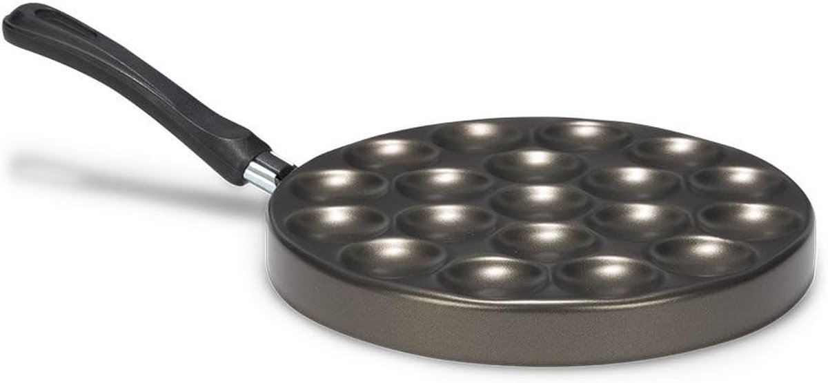 Poffertjespan - Poffertjesmaker Koekenpan - Nederlandse Snacks Maken - Holle Bodem Verwarming - 25 cm - Zwart