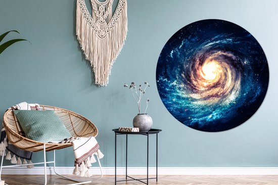 WallCircle - Wandcirkel - Muurcirkel - Sterren - Ruimte - Blauw - Aluminium - Dibond - 120x120 cm - Binnen en Buiten XXL
