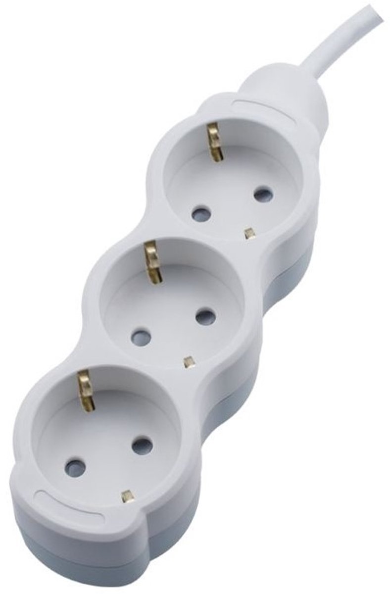 Bemko Stekkerdoos 3-voudig - 5 Meter Verlengsnoer 16A- Verdeeldoos 3500W - Randaarde 3x1.5mm² - Modern design - Wit