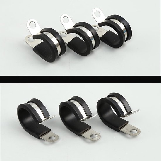 10 stuks 40 mm kabelklemmen, rubber, P-clips, slangklemmen, buisklemmen, kabelklemmen, roestvrij stalen kit, metaaldraad, kabelklemmen, kit — afbeelding 5