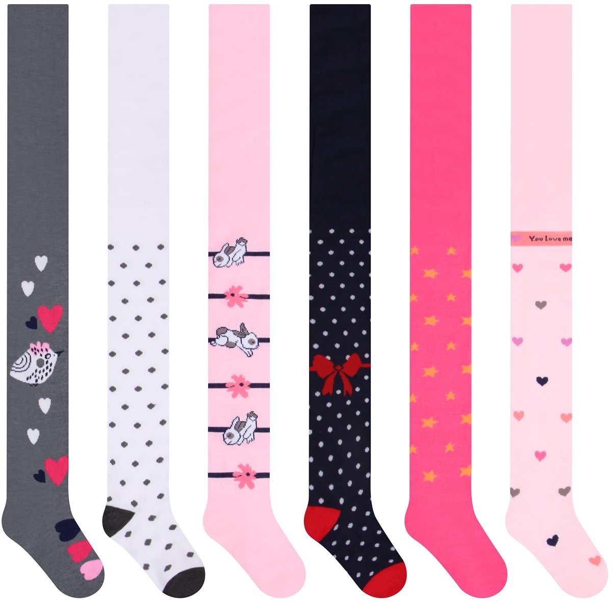 Set van 6 maillots voor meisjes, panty's voor kinderen, maat 74/152, warm, voor winter, herfst en lente, 27241
