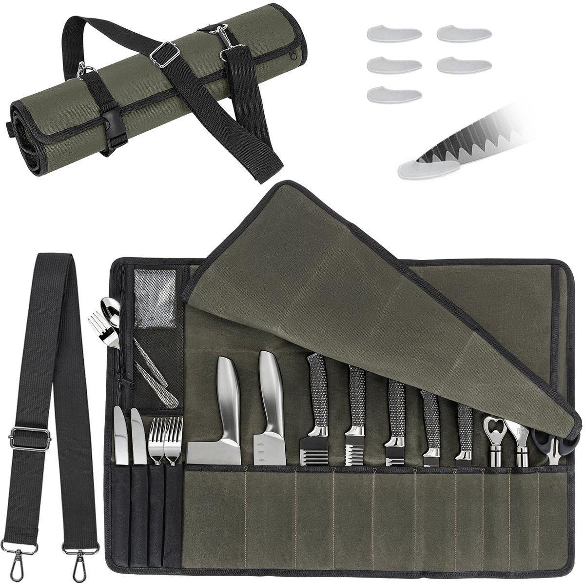 Chefsmes rol opbergzak, legergroen, 69.5cm x 47.5cm, Tas Organizer
