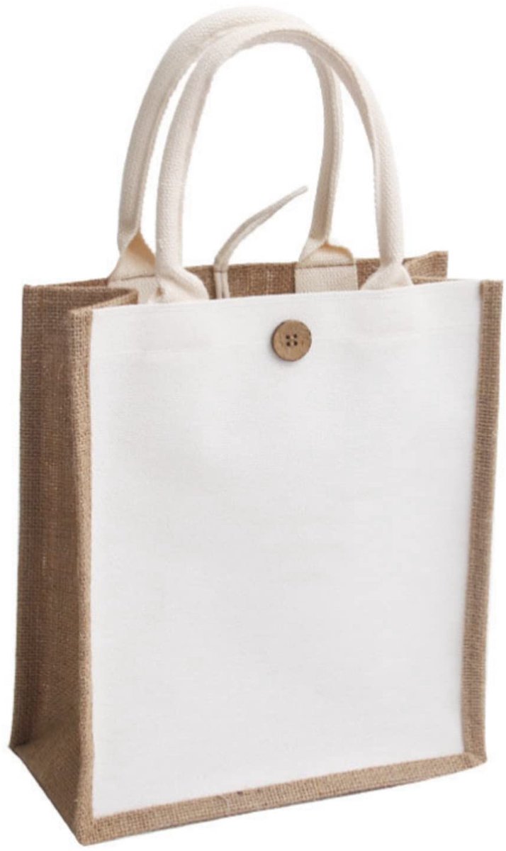 jute tas Environment Friendly Shopping Bag met Handles DIY Graffiti Bags Women's Shopping Bag, beige