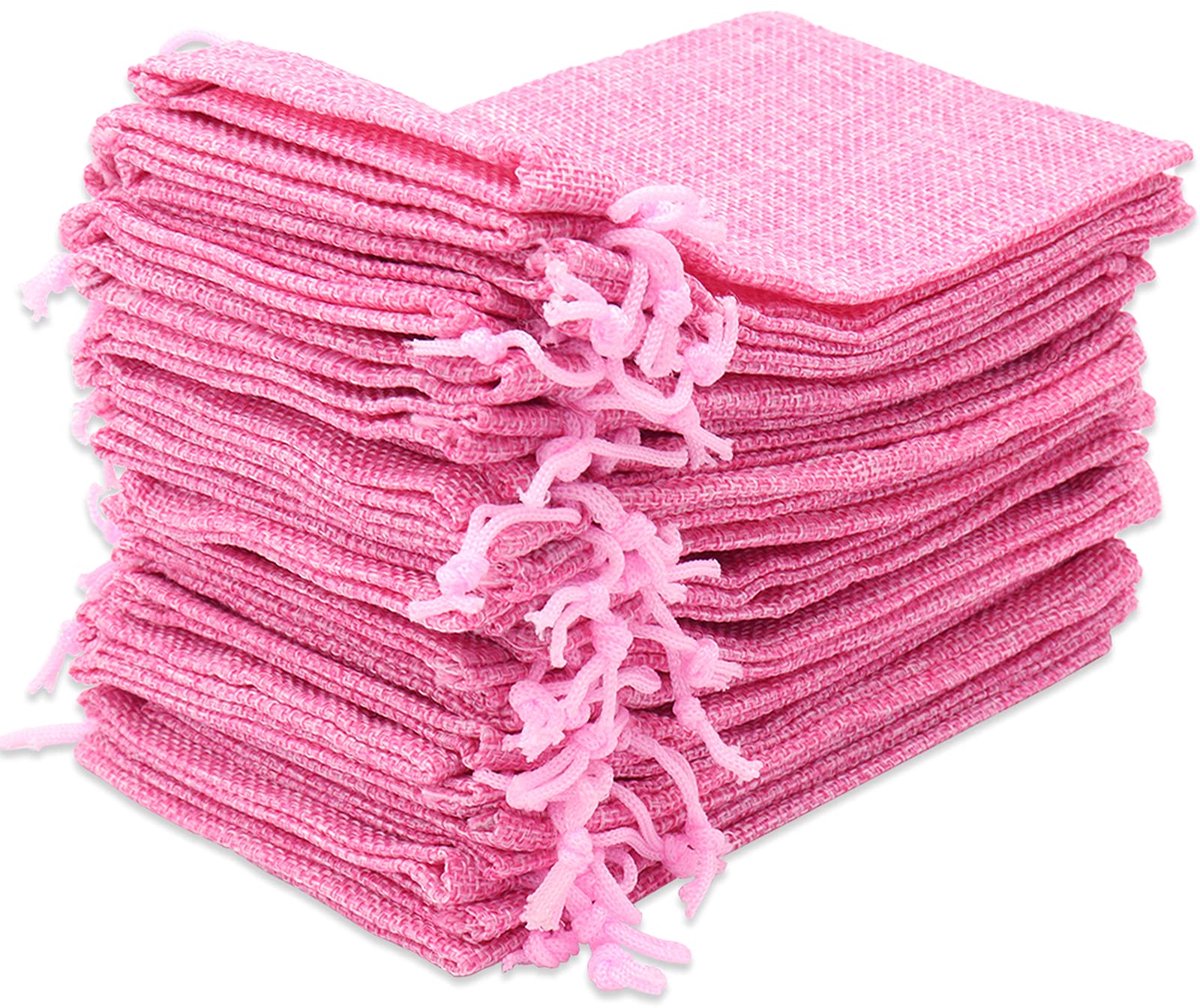zakjes, 10 x 15 cm, kleine cadeauzakjes voor sieraden, doe-het-zelf, handwerk, bruiloft, feest, Kerstmis, 30 stuks (lichtroze)