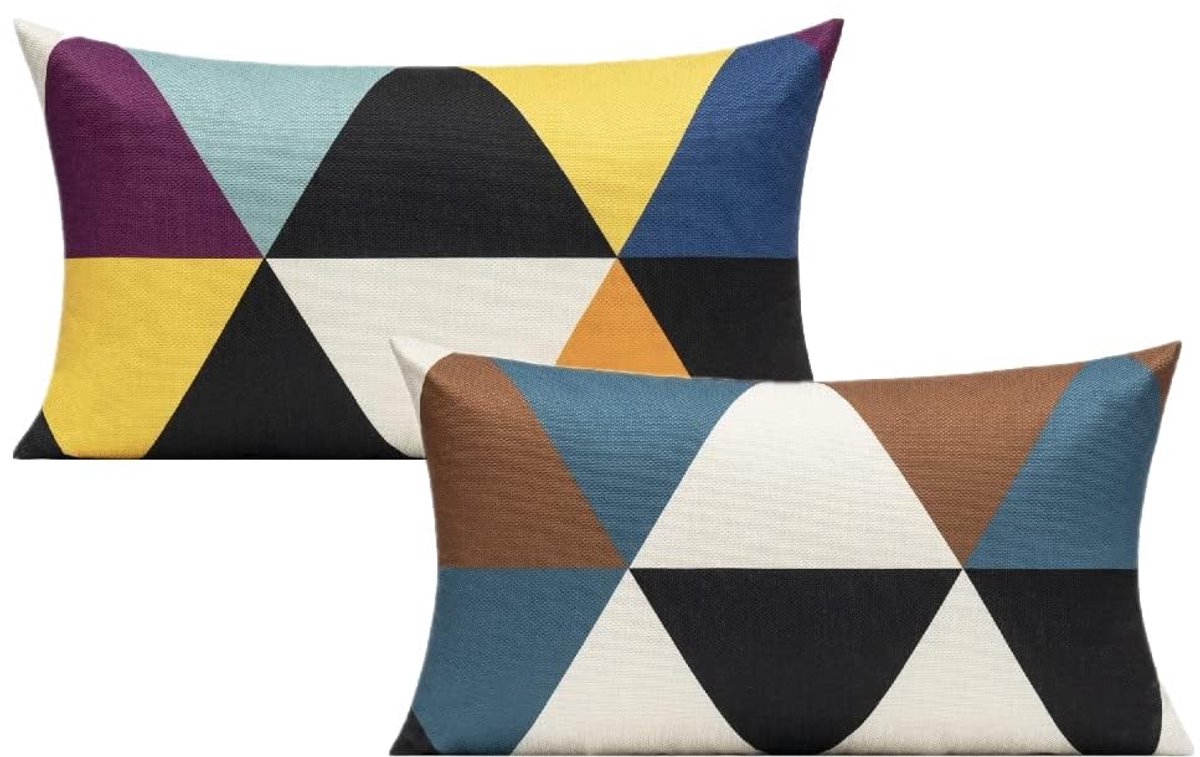 Smiles Lumbale 12x20 Outdoor Sierkussenhoezen Herfst Decor Kleurrijke Decoratie Veranda voor Thuis Woonkamer Bank Sofa Geometrische Moderne Kussenslopen Driehoek Set van 2 Oranje Geel