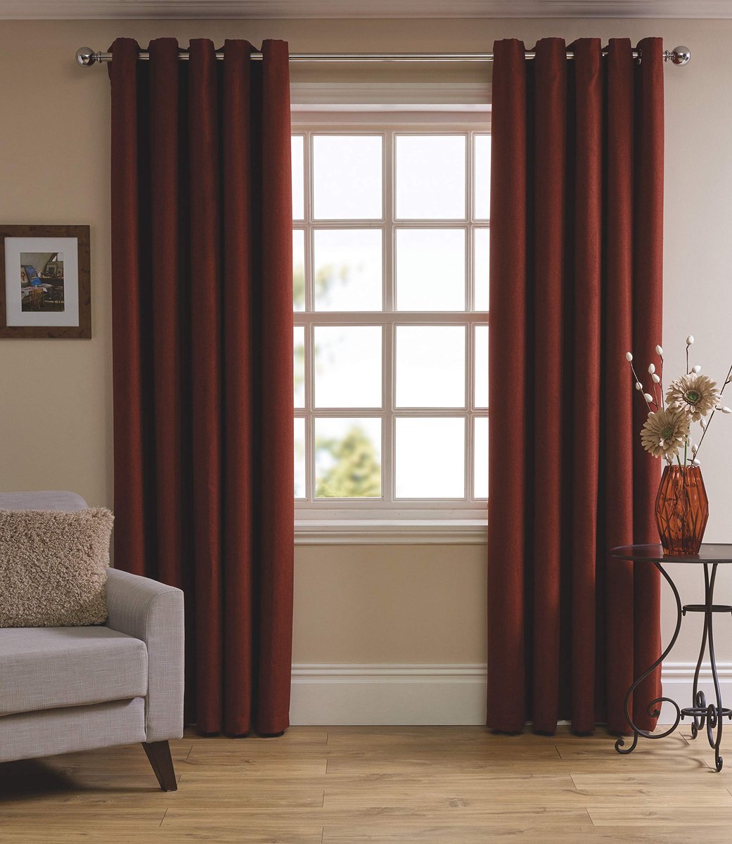 Visgraat Oogje Gevoerd 100% Polyester Gordijn 66 x54 - Rood