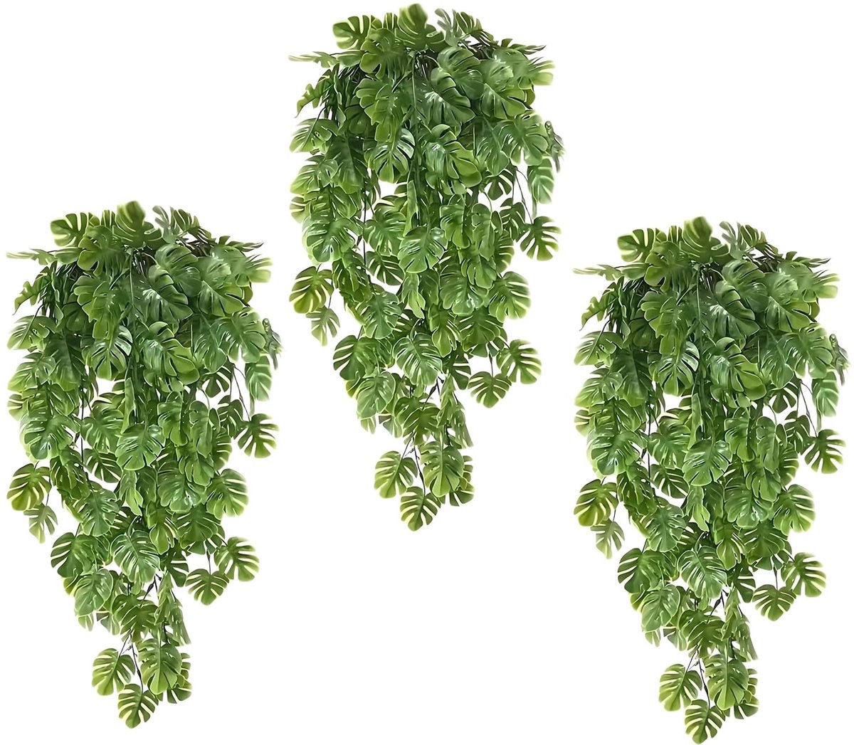 Set van 3 kunstplanten voor aan de muur, kunstplanten om op te hangen in een pot, kunstplanten voor buiten, weerbestendig, hangplanten zoals echte planten van