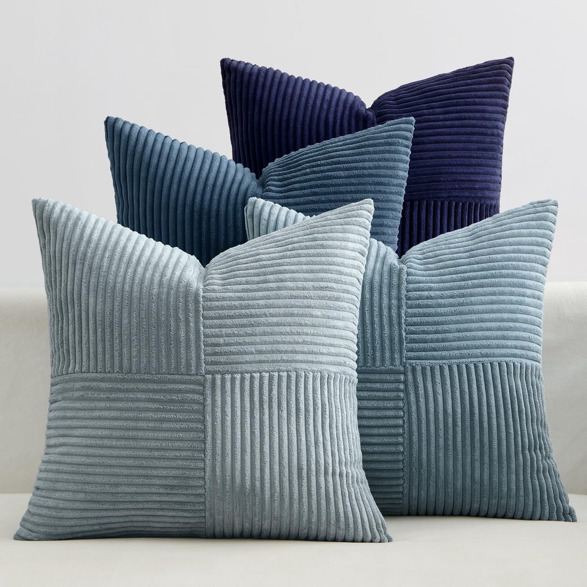 Kussensloop ribfluweel, set van 4 patchwork kussenhoezen, 40 x 40 cm, sierkussensloop, corduroy, decoratieve kussens voor bank, stoel, thuis, slaapkamer, roze serie