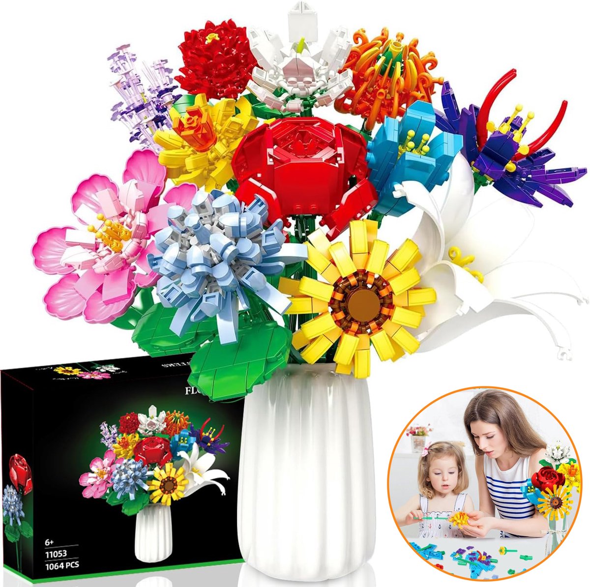 Bloemenboeket Bouwset - 12 Soorten Bloemen Uit De Botanische Collectie - Bouwblokken Bloem Baksteen Speelgoed - Valentijnsdag/Verjaardag
